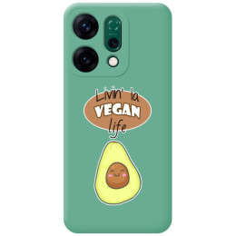 Funda Silicona Líquida Verde para Oppo Reno 14 5G diseño Vegan Life Dibujos