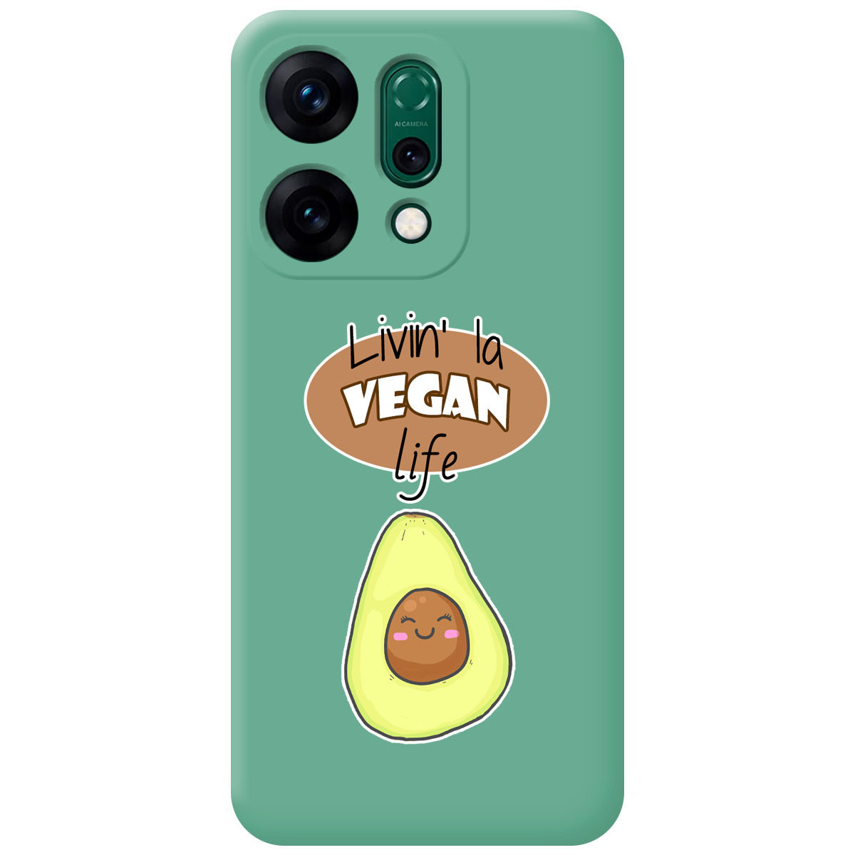 Funda Silicona Líquida Verde para Oppo Reno 14 5G diseño Vegan Life Dibujos