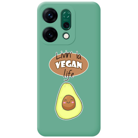 Funda Silicona Líquida Verde para Oppo Reno 14 5G diseño Vegan Life Dibujos