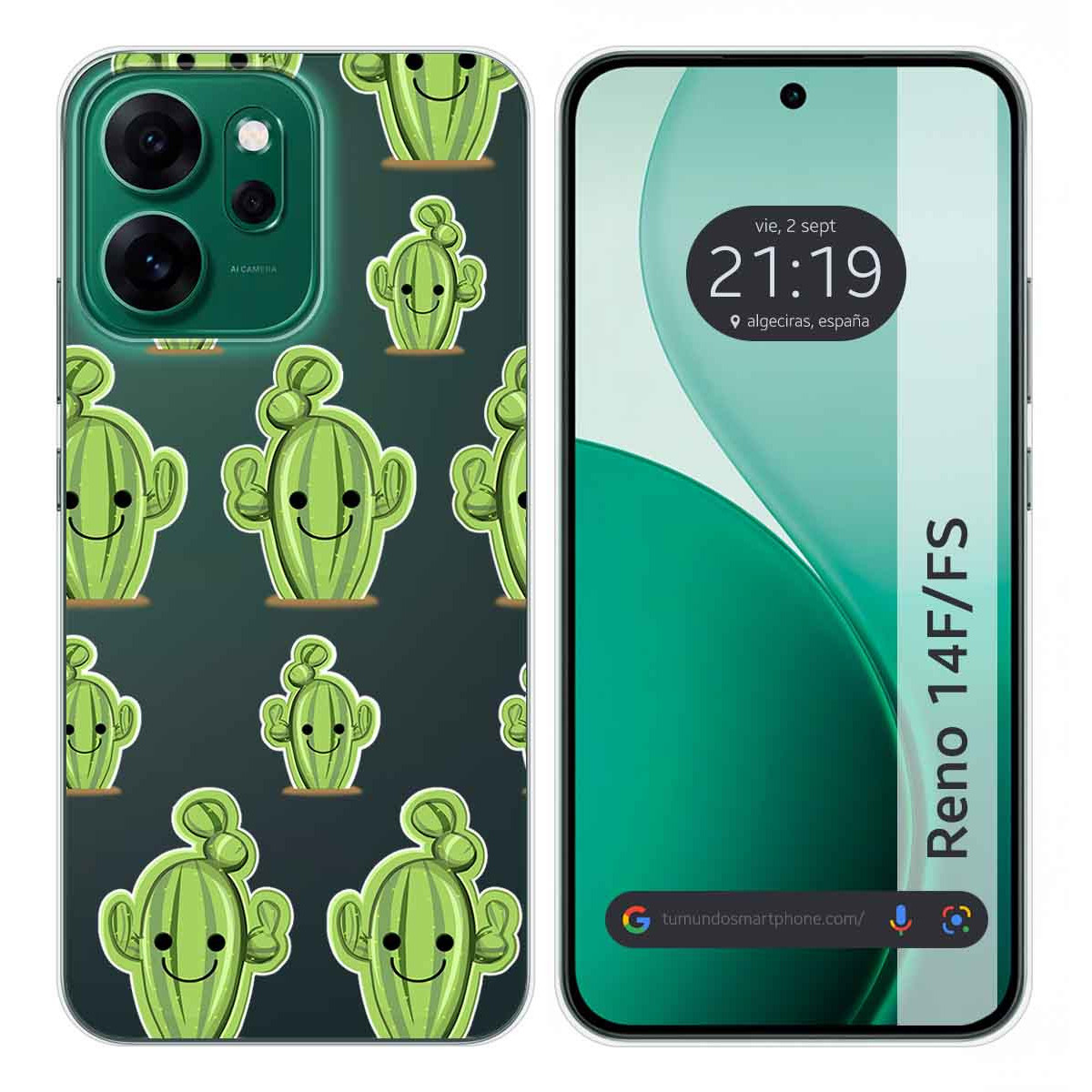 Funda Silicona Transparente para Oppo Reno 14 F / 14F 5G diseño Cactus Dibujos