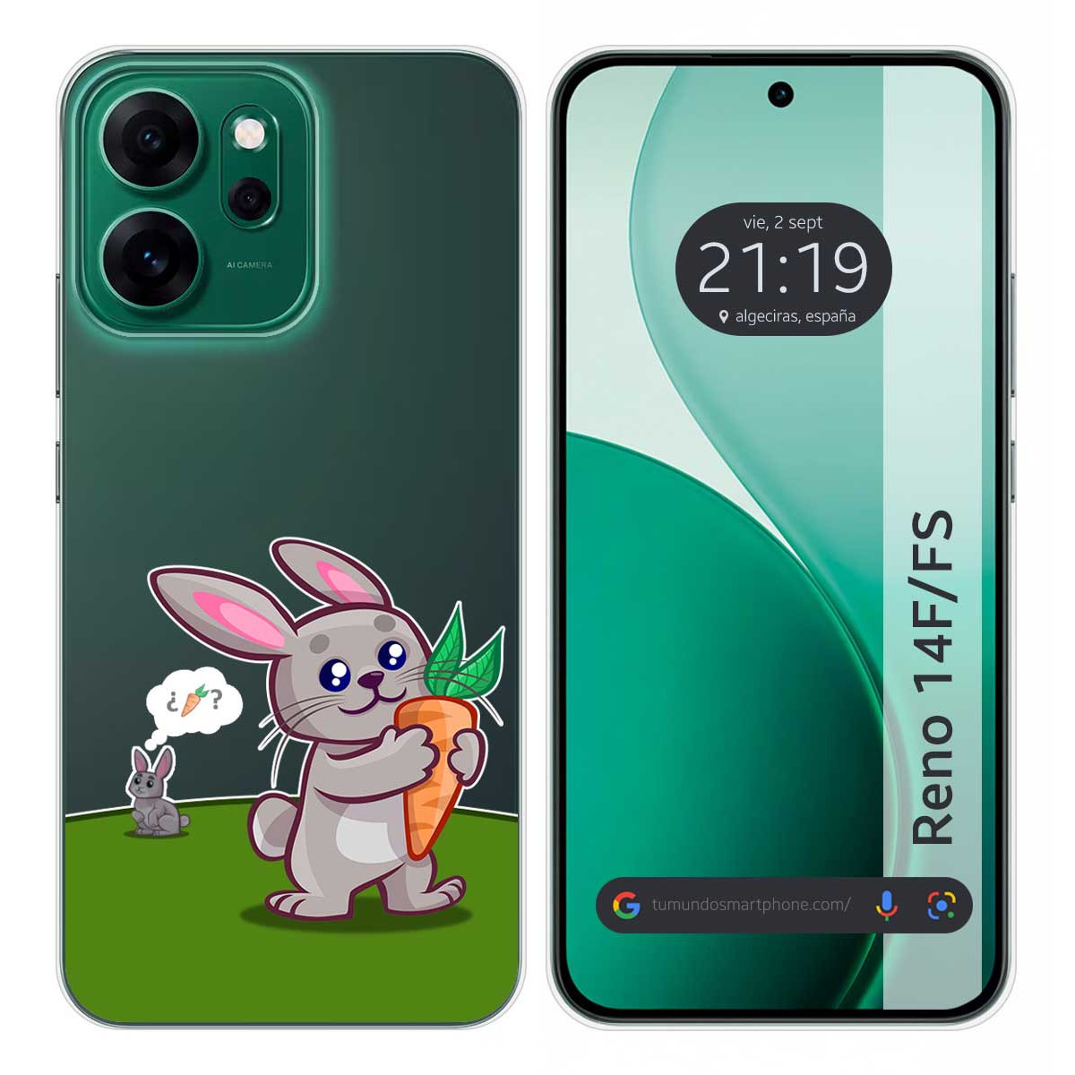Funda Silicona Transparente para Oppo Reno 14 F / 14F 5G diseño Conejo Dibujos