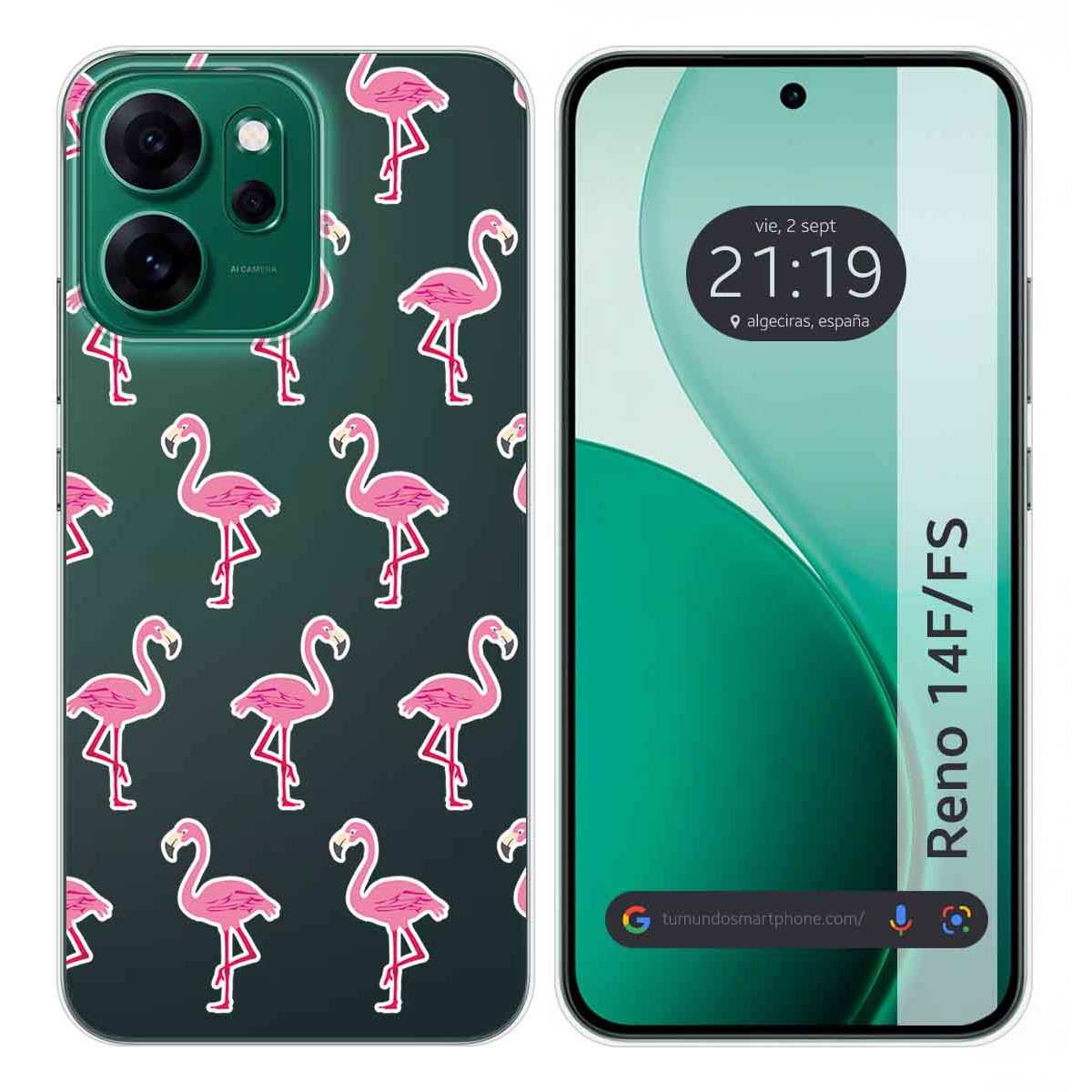 Funda Silicona Transparente para Oppo Reno 14 F / 14F 5G diseño Flamenco Dibujos