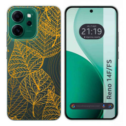 Funda Silicona Transparente para Oppo Reno 14 F / 14F 5G diseño Hojas Dibujos