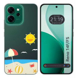 Funda Silicona Transparente para Oppo Reno 14 F / 14F 5G diseño Playa Dibujos