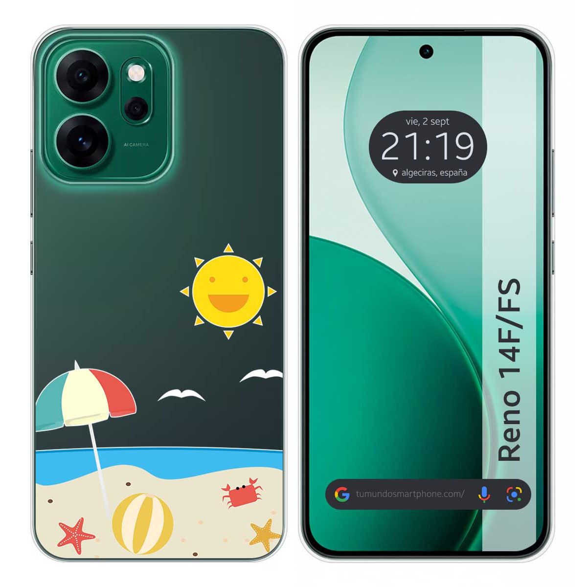 Funda Silicona Transparente para Oppo Reno 14 F / 14F 5G diseño Playa Dibujos
