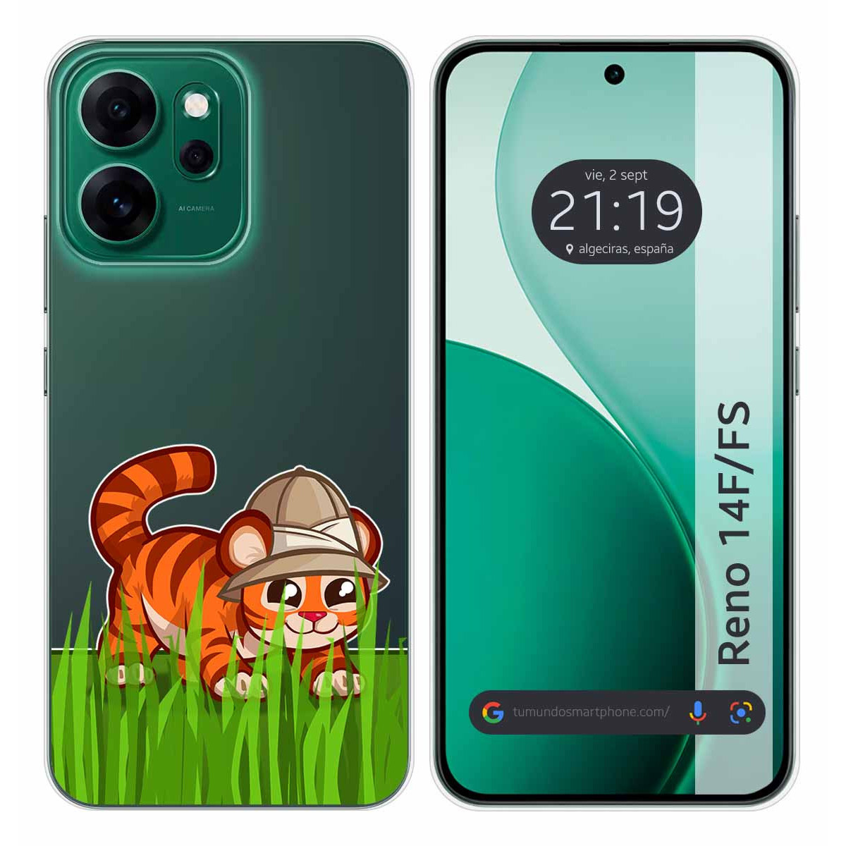 Funda Silicona Transparente para Oppo Reno 14 F / 14F 5G diseño Tigre Dibujos