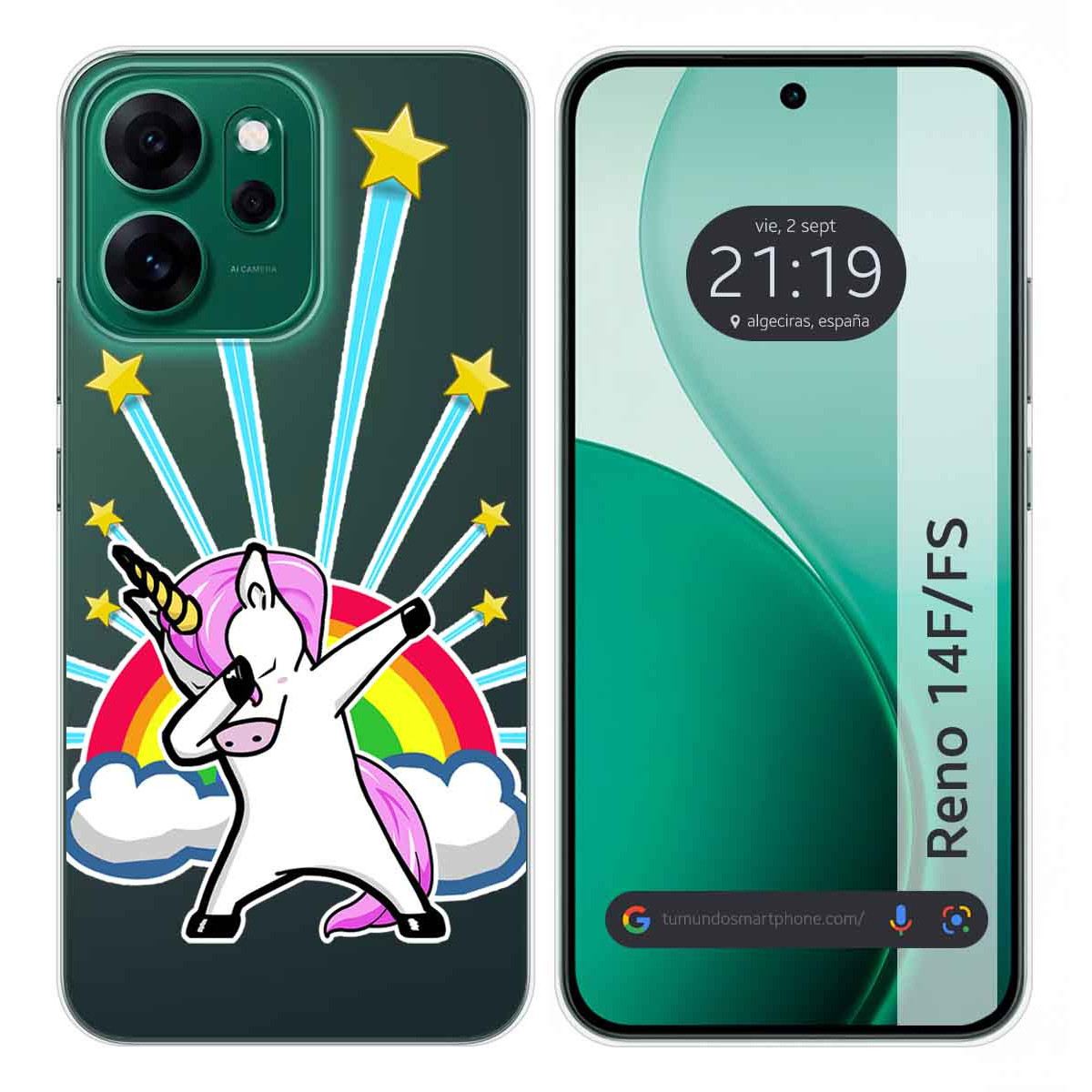 Funda Silicona Transparente para Oppo Reno 14 F / 14F 5G diseño Unicornio Dibujos
