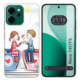 Funda Silicona para Oppo Reno 14 F / 14F 5G diseño Café Dibujos