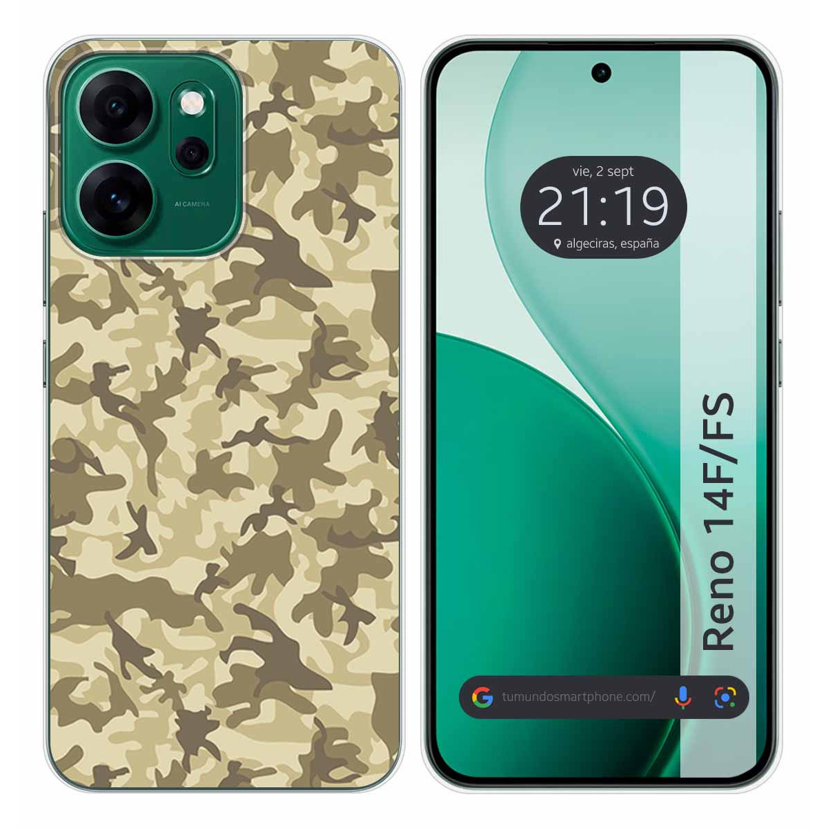 Funda Silicona para Oppo Reno 14 F / 14F 5G diseño Sand Camuflaje Dibujos