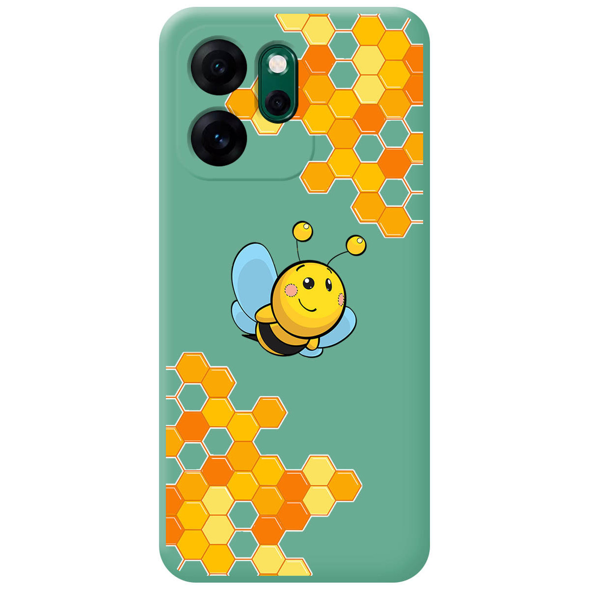 Funda Silicona Líquida Verde para Oppo Reno 14 F / 14F 5G diseño Abeja Dibujos