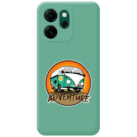 Funda Silicona Líquida Verde para Oppo Reno 14 F / 14F 5G diseño Adventure Dibujos