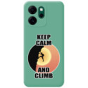 Funda Silicona Líquida Verde para Oppo Reno 14 F / 14F 5G diseño Hombre Escalada Dibujos