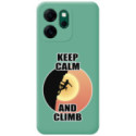 Funda Silicona Líquida Verde para Oppo Reno 14 F / 14F 5G diseño Mujer Escalada Dibujos