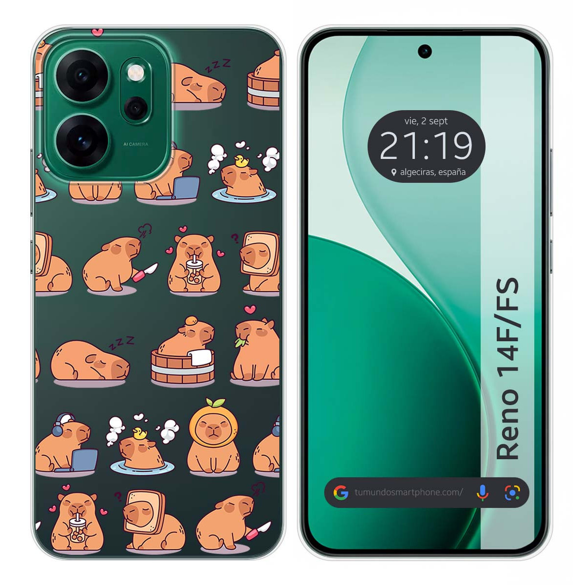 Funda Silicona Transparente para Oppo Reno 14 FS / 14FS 5G diseño Capibara 01 Dibujos