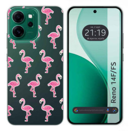 Funda Silicona Transparente para Oppo Reno 14 FS / 14FS 5G diseño Flamenco Dibujos