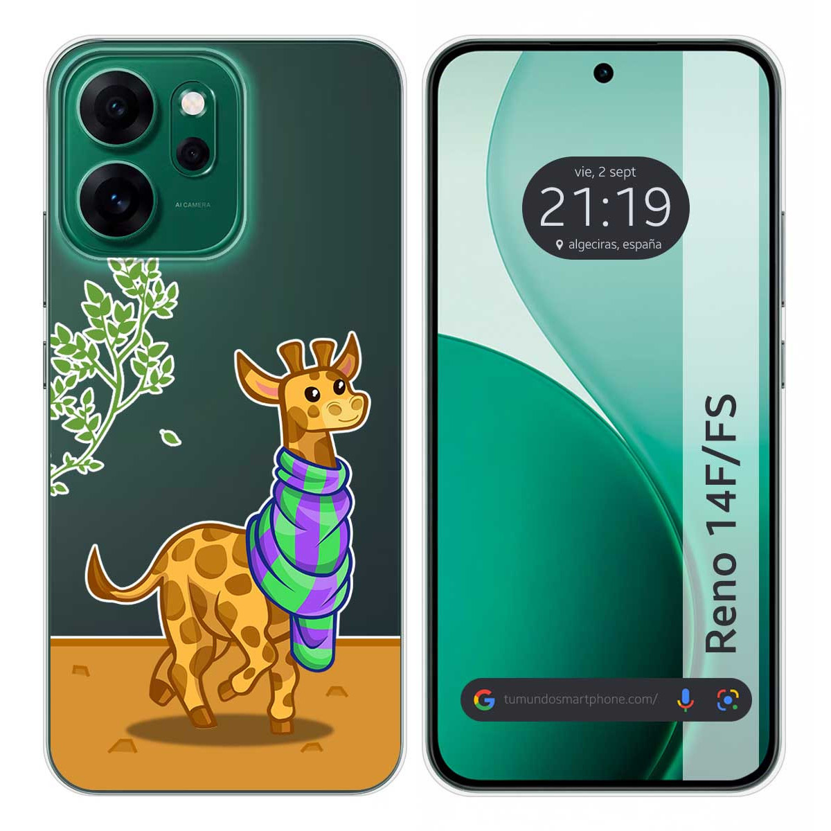 Funda Silicona Transparente para Oppo Reno 14 FS / 14FS 5G diseño Jirafa Dibujos