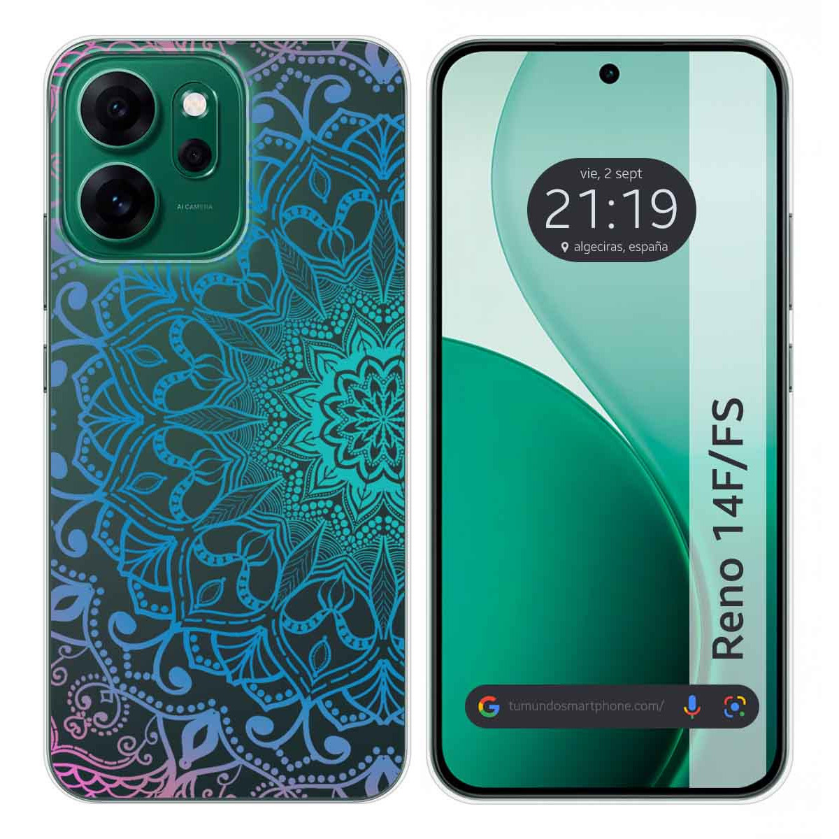 Funda Silicona Transparente para Oppo Reno 14 FS / 14FS 5G diseño Mandala Dibujos
