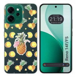 Funda Silicona Transparente para Oppo Reno 14 FS / 14FS 5G diseño Piña Dibujos