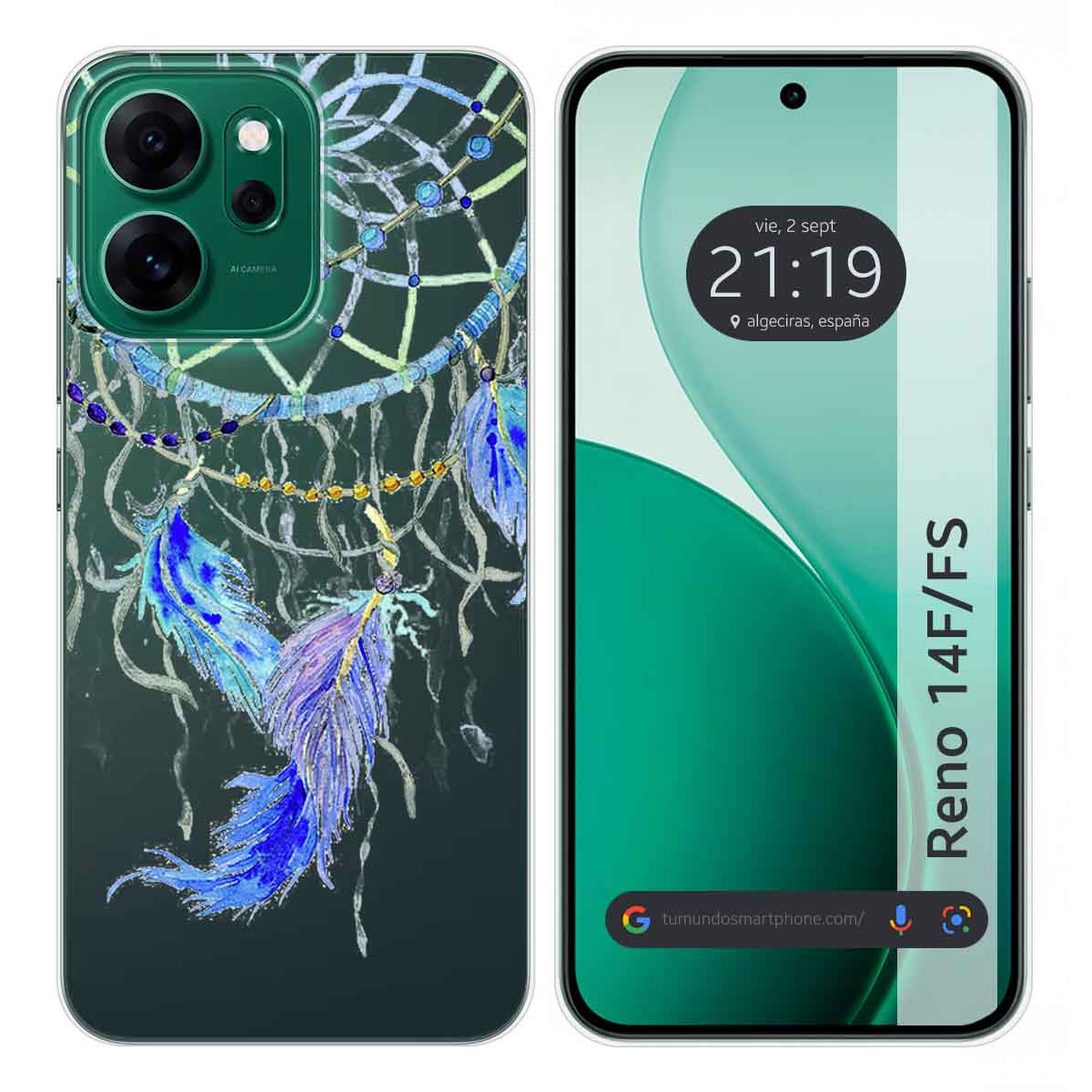 Funda Silicona Transparente para Oppo Reno 14 FS / 14FS 5G diseño Plumas Dibujos