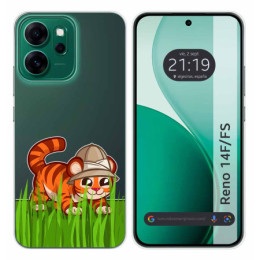 Funda Silicona Transparente para Oppo Reno 14 FS / 14FS 5G diseño Tigre Dibujos