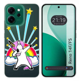 Funda Silicona Transparente para Oppo Reno 14 FS / 14FS 5G diseño Unicornio Dibujos