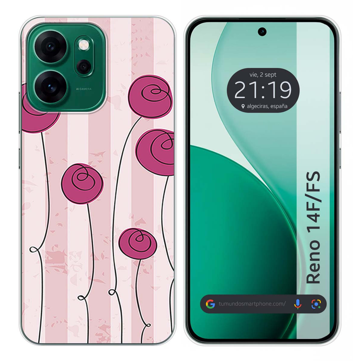 Funda Silicona para Oppo Reno 14 FS / 14FS 5G diseño Flores Vintage Dibujos