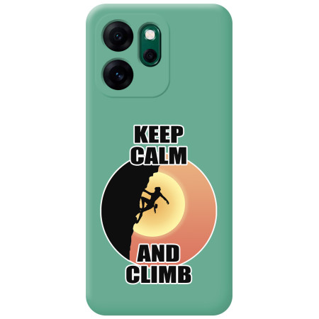 Funda Silicona Líquida Verde para Oppo Reno 14 FS / 14FS 5G diseño Mujer Escalada Dibujos