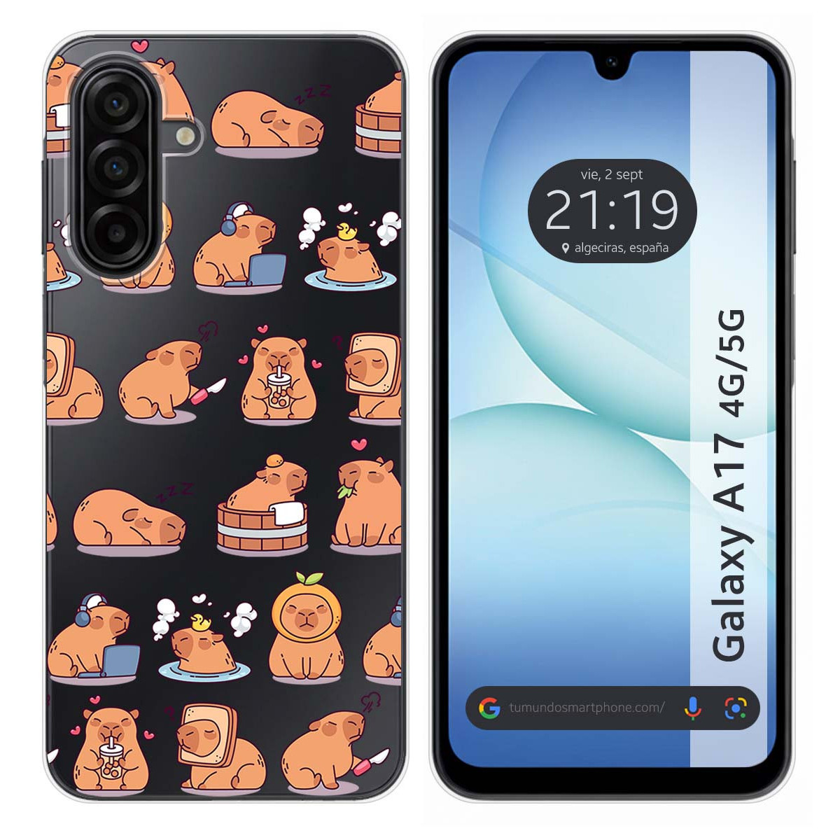 Funda Silicona Transparente para Samsung Galaxy A17 4G / 5G diseño Capibara 01 Dibujos