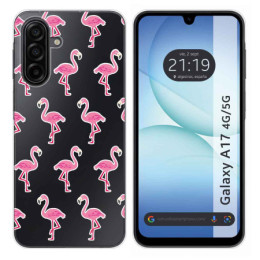 Funda Silicona Transparente para Samsung Galaxy A17 4G / 5G diseño Flamenco Dibujos