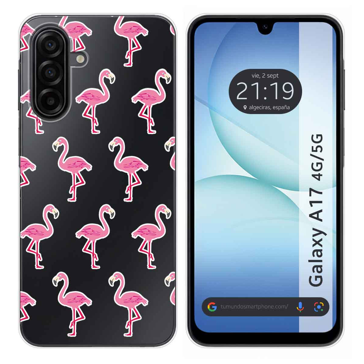 Funda Silicona Transparente para Samsung Galaxy A17 4G / 5G diseño Flamenco Dibujos