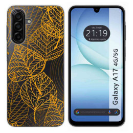 Funda Silicona Transparente para Samsung Galaxy A17 4G / 5G diseño Hojas Dibujos