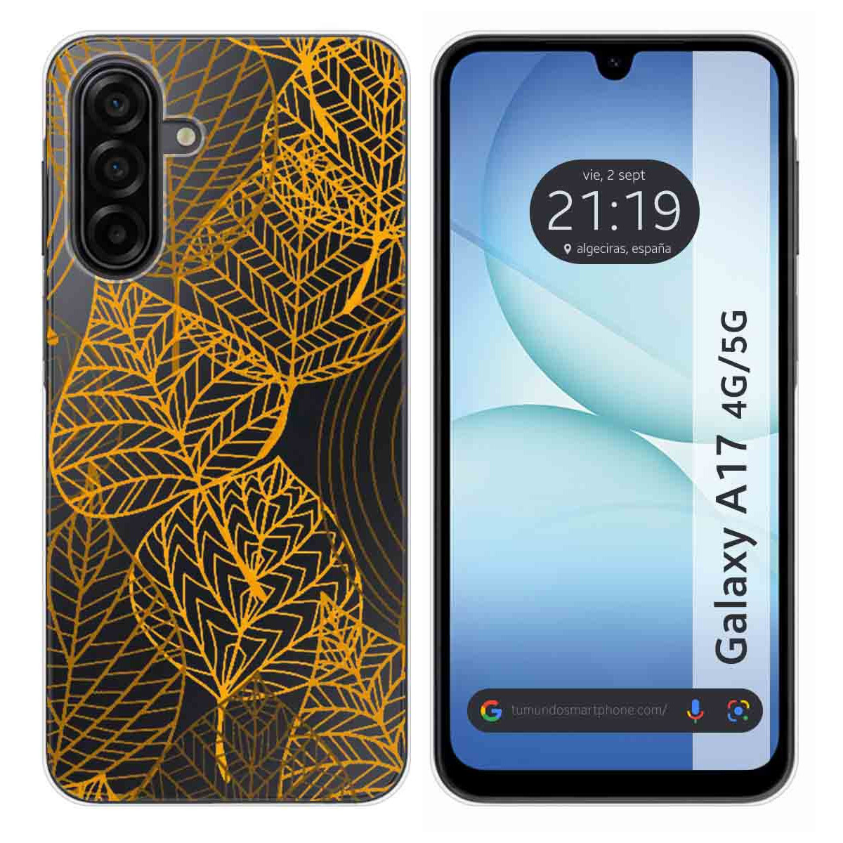 Funda Silicona Transparente para Samsung Galaxy A17 4G / 5G diseño Hojas Dibujos