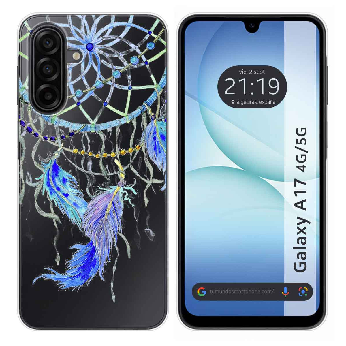 Funda Silicona Transparente para Samsung Galaxy A17 4G / 5G diseño Plumas Dibujos