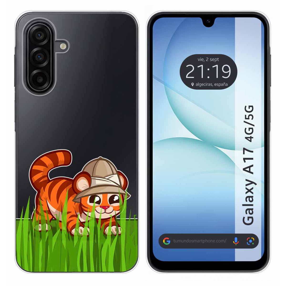 Funda Silicona Transparente para Samsung Galaxy A17 4G / 5G diseño Tigre Dibujos