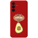 Funda Silicona Líquida Roja para Samsung Galaxy A17 4G / 5G diseño Vegan Life Dibujos