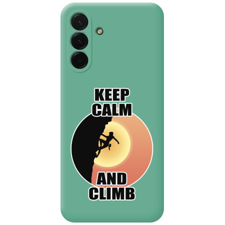 Funda Silicona Líquida Verde para Samsung Galaxy A17 4G / 5G diseño Mujer Escalada Dibujos