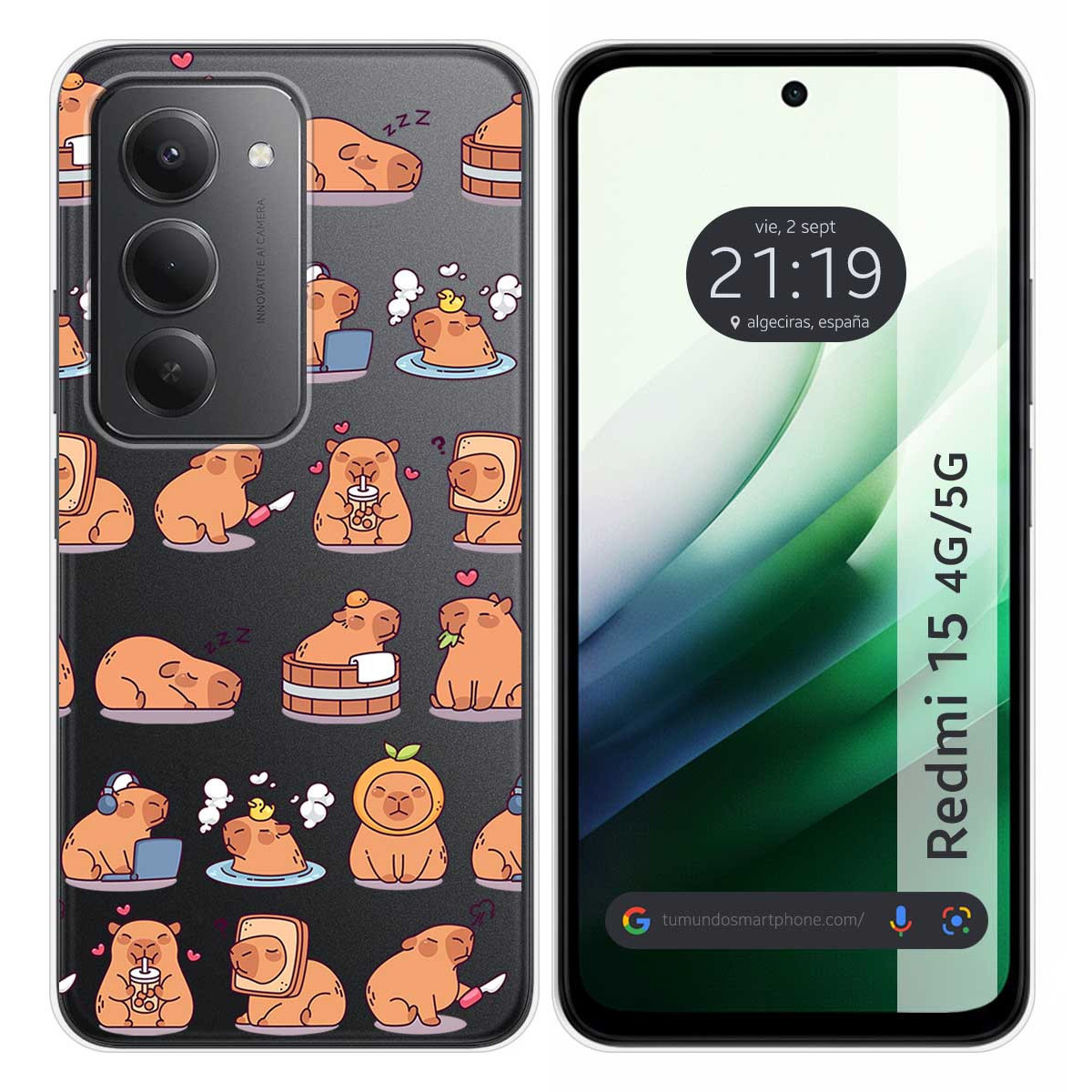 Funda Silicona Transparente para Xiaomi Redmi 15 4G / 5G diseño Capibara 01 Dibujos