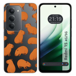 Funda Silicona Transparente para Xiaomi Redmi 15 4G / 5G diseño Capibara 02 Dibujos