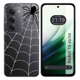Funda Silicona Transparente para Xiaomi Redmi 15 4G / 5G diseño Araña Dibujos