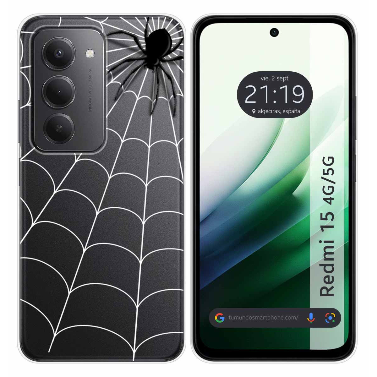 Funda Silicona Transparente para Xiaomi Redmi 15 4G / 5G diseño Araña Dibujos