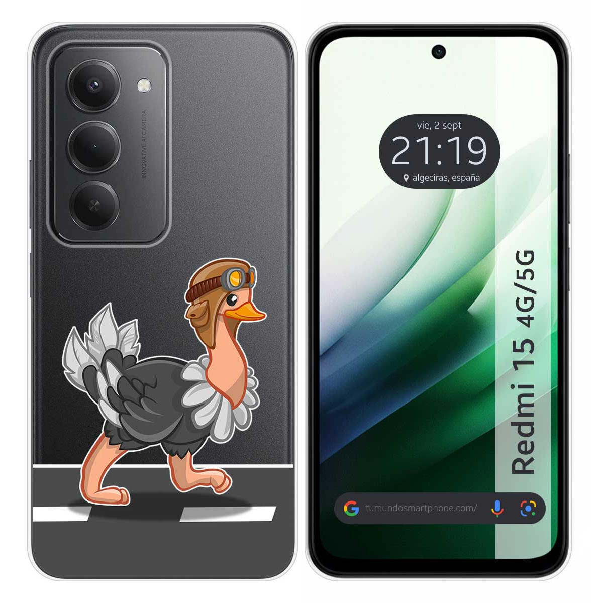 Funda Silicona Transparente para Xiaomi Redmi 15 4G / 5G diseño Avestruz Dibujos