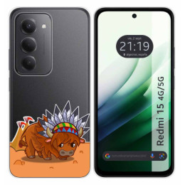Funda Silicona Transparente para Xiaomi Redmi 15 4G / 5G diseño Bufalo Dibujos