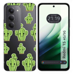 Funda Silicona Transparente para Xiaomi Redmi 15 4G / 5G diseño Cactus Dibujos