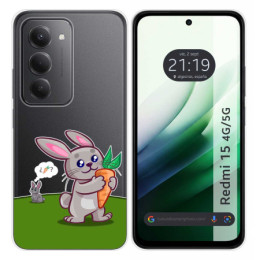Funda Silicona Transparente para Xiaomi Redmi 15 4G / 5G diseño Conejo Dibujos