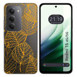 Funda Silicona Transparente para Xiaomi Redmi 15 4G / 5G diseño Hojas Dibujos