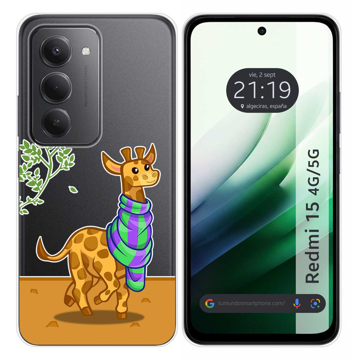 Funda Silicona Transparente para Xiaomi Redmi 15 4G / 5G diseño Jirafa Dibujos