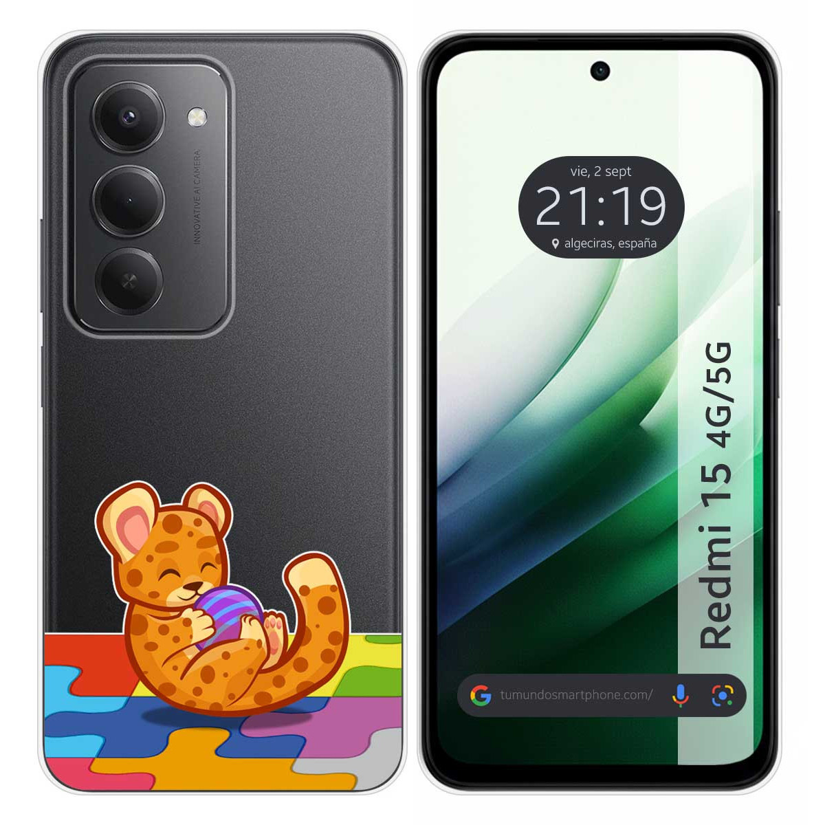 Funda Silicona Transparente para Xiaomi Redmi 15 4G / 5G diseño Leopardo Dibujos