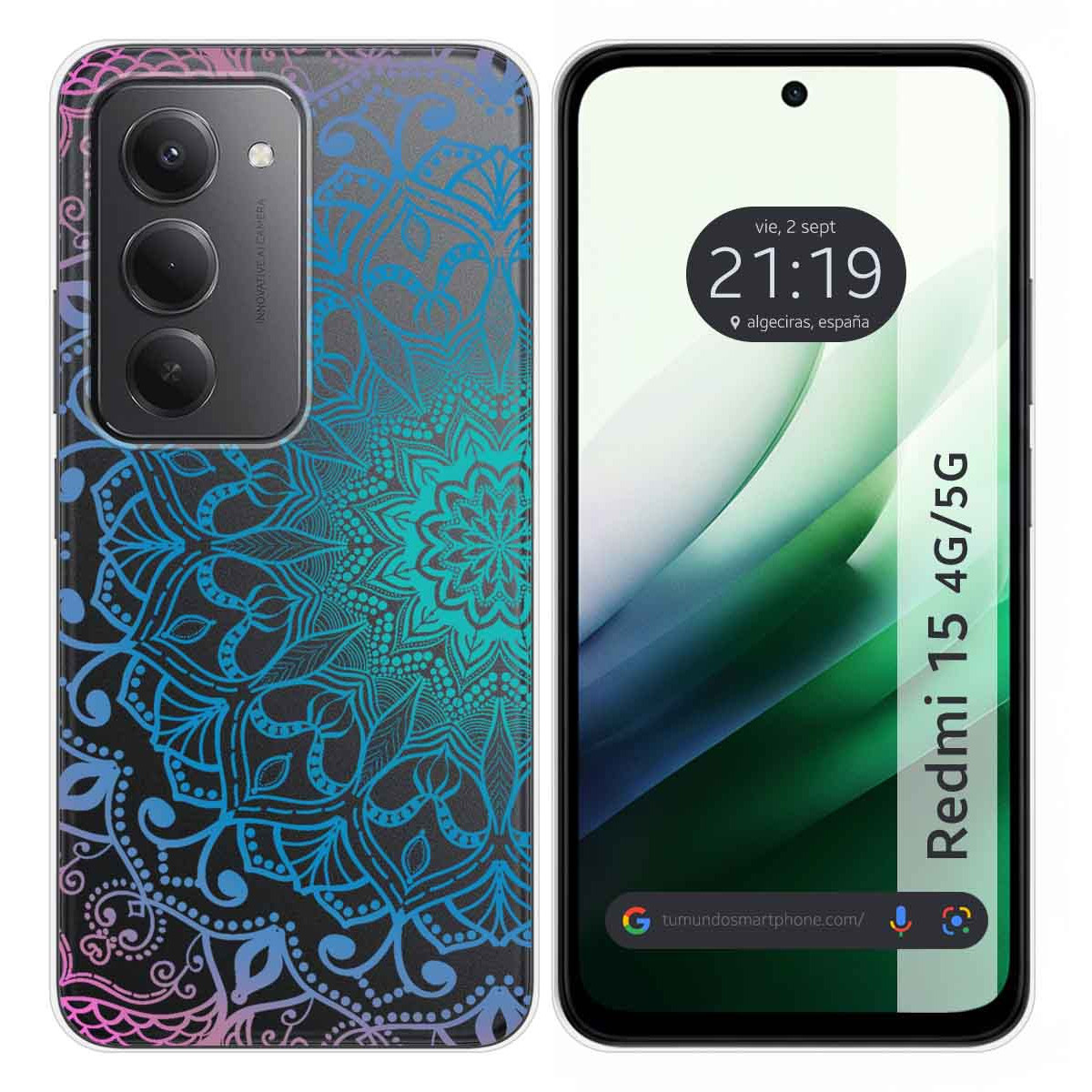 Funda Silicona Transparente para Xiaomi Redmi 15 4G / 5G diseño Mandala Dibujos