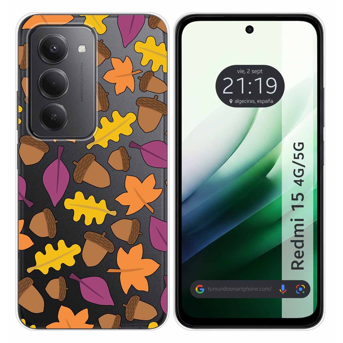 Funda Silicona Transparente para Xiaomi Redmi 15 4G / 5G diseño Otoño Dibujos