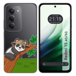 Funda Silicona Transparente para Xiaomi Redmi 15 4G / 5G diseño Panda Dibujos